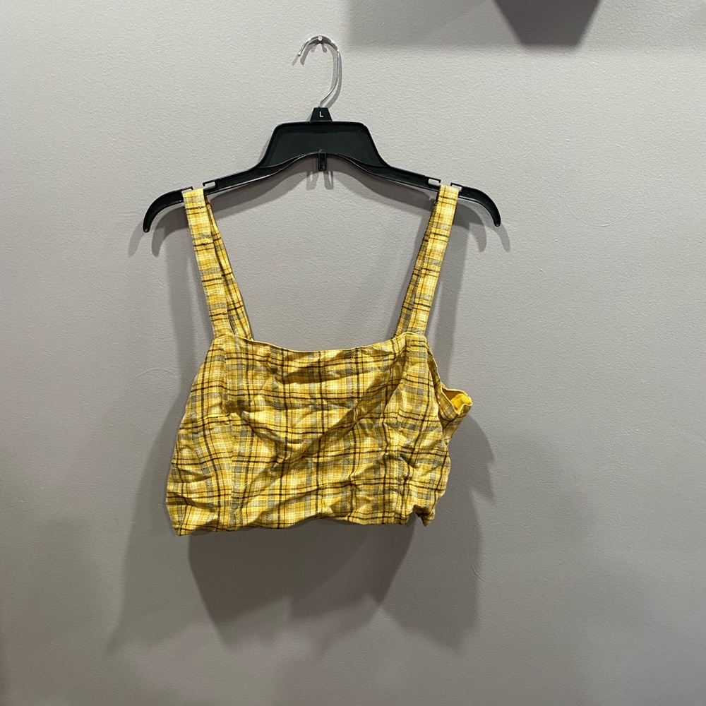 Yellow, plaid crop top crop top